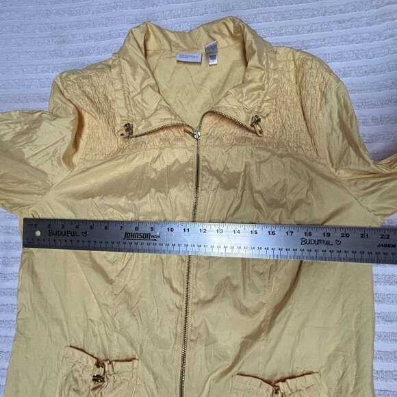 Zenergy by Chico's Womens Full Zip Windbreaker Jacket Ruched Yellow Size 3 / XL - Picture 5 of 8